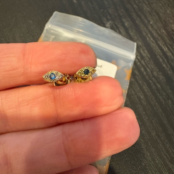 Studs Pave Evil Eye Stud Earrings - Picture 2 of 4